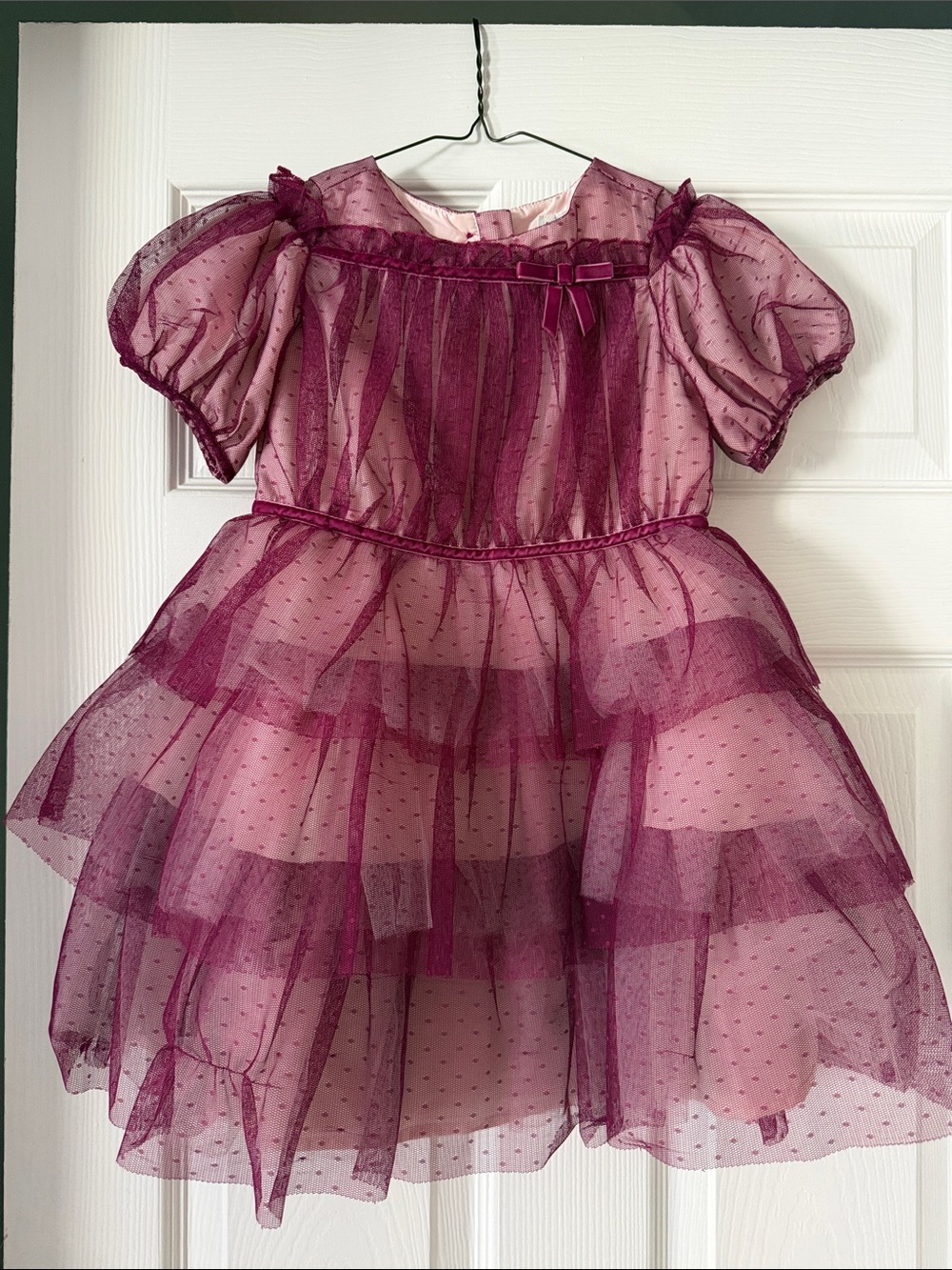 Janie and Jack Burgundy/Pink Layered Tulle Party Dress
